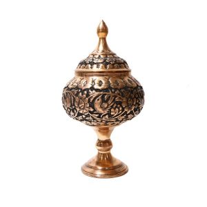 شکلات خوری مسی قرمز پایه دار ۲۲ سانتی مدل سیمبان کد ۰۰۶