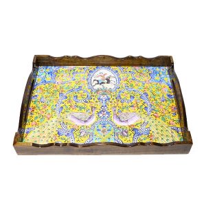 سینی چوبی ارسی گالری طرح گلستان زرد ۴۰۵